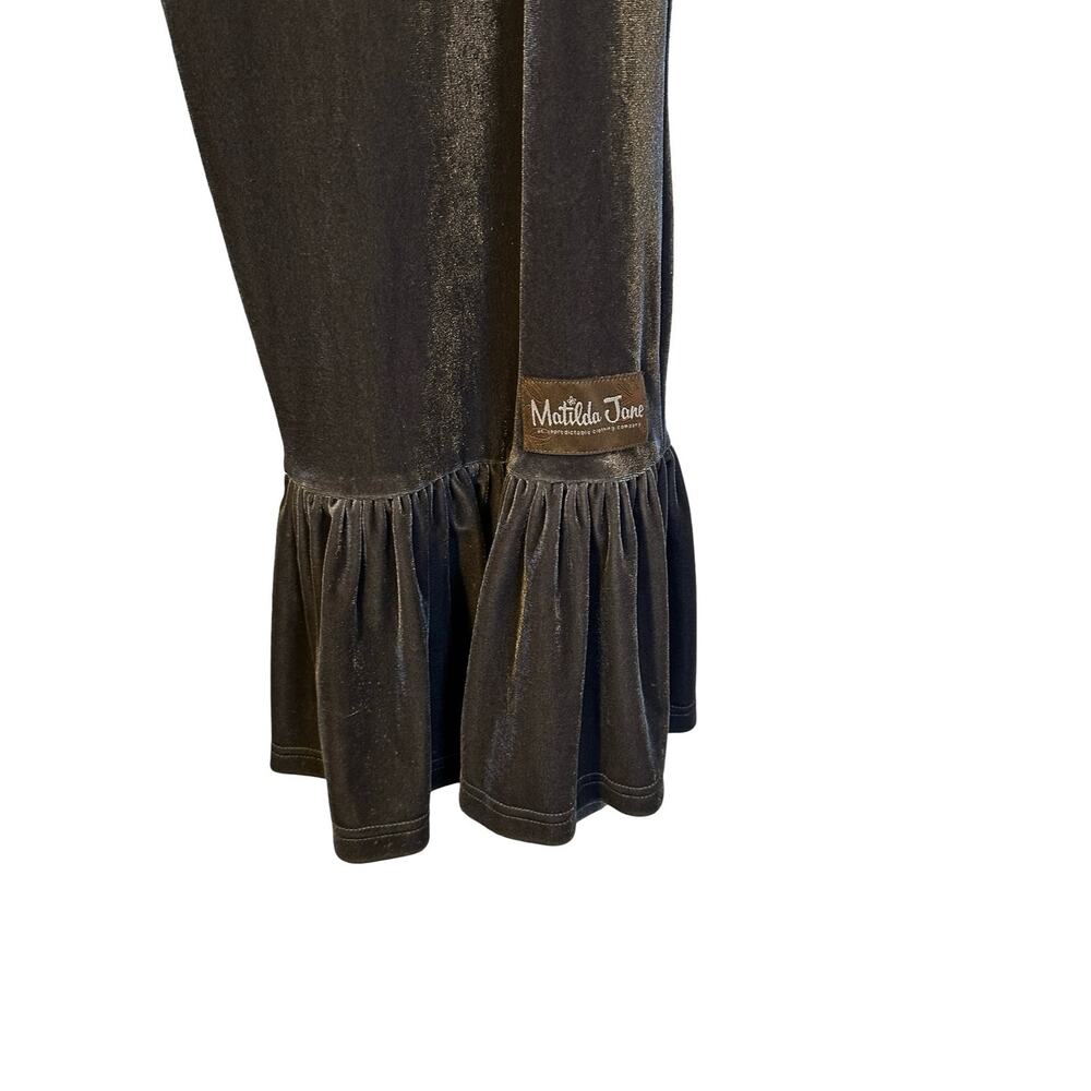 Matilda Jane Velvet Cropped Big Ruffle Pants Capri Silver Gray Bell Bottom XL - Picture 6 of 6